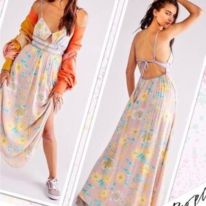NWT FREE PEOPLE dress maxi FP‎ pastels easter strappy NEW maxi backless  M 4 6